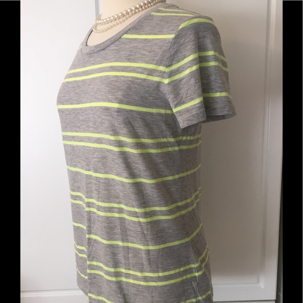 Pre-loved Gray & Lime Green Striped Tee Shirt